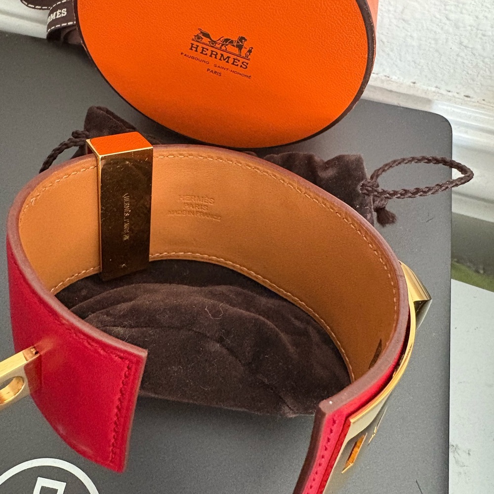 Authentic Hermes CDC collier de Chien Red Gold Bracelet - Picture 5 of 8